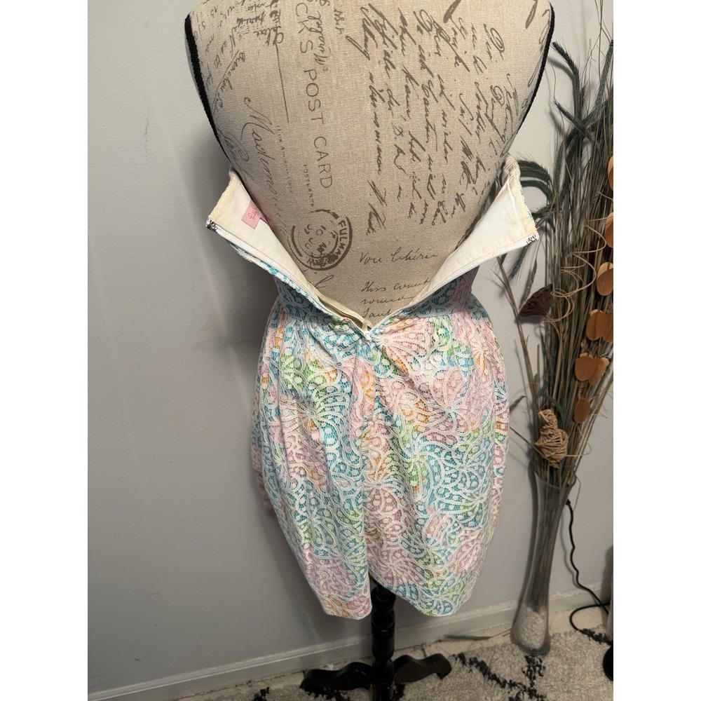 $248 LILLY PULITZER SZ 2 LOTTIE STRAPLESS SALISBURY LACE WOMENS‎ DRESS Flaw - Picture 3 of 7